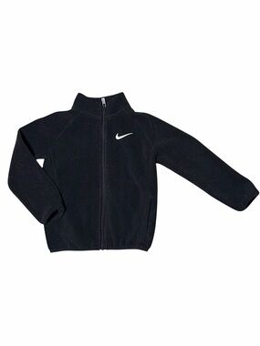 Nike Black Fleece Jacket with White Swoosh - Kids